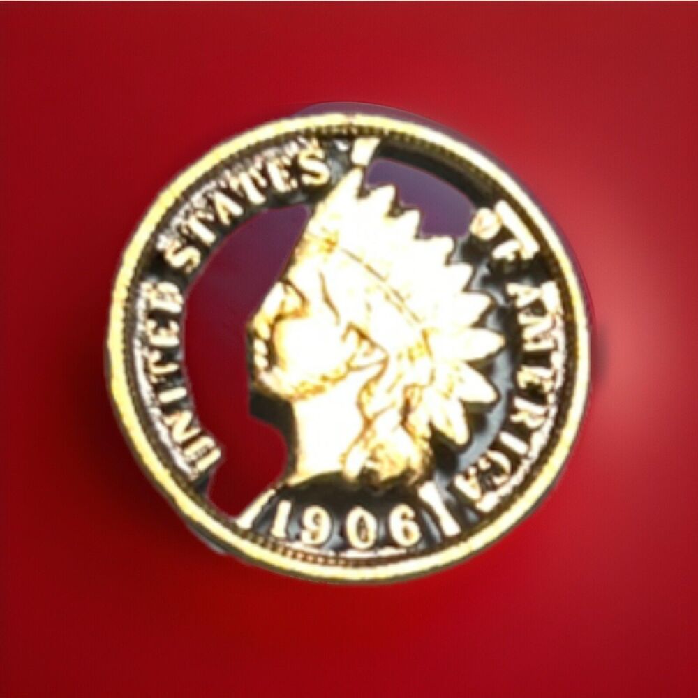 1906 Indian Head Penny -One Cent Cutout tie tack Jewelry